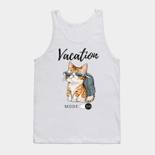 Vacation Mode ON Cute Cat Tank Top